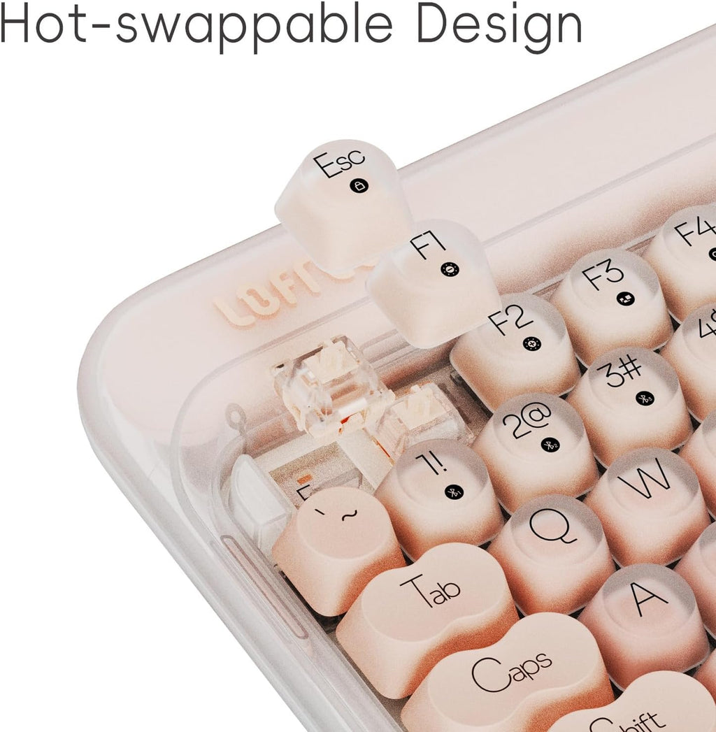 LOFREE DOT Foundation Mechanical Keyboard, 75% Rechargeable Hot-swappable Keyboards with 3 Types Connection for Windows, Mac OS/Pink GATERON Baby Racoon Switches