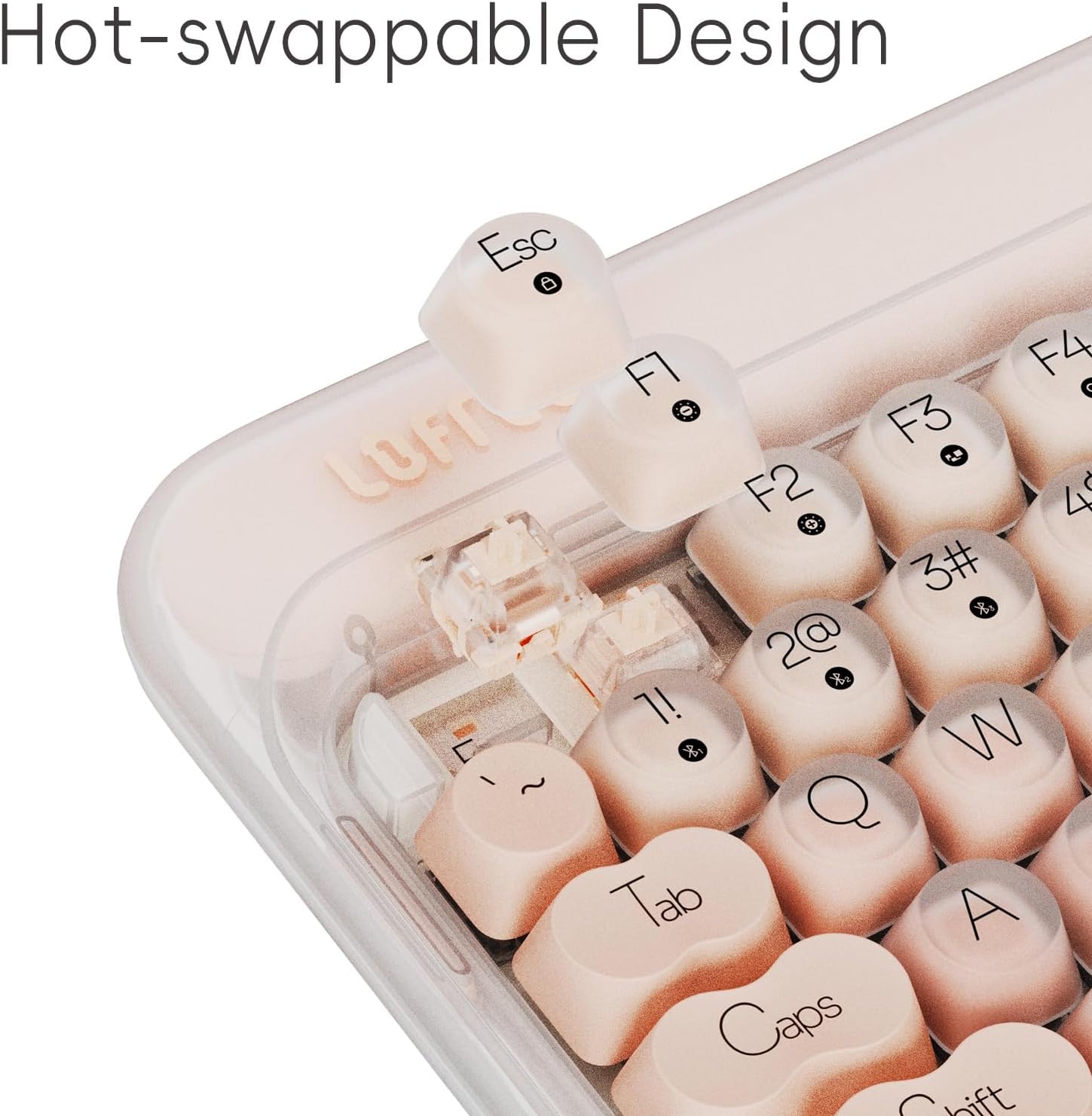 LOFREE DOT Foundation Mechanical Keyboard, 75% Rechargeable Hot-swappable Keyboards with 3 Types Connection for Windows, Mac OS/Pink GATERON Baby Racoon Switches