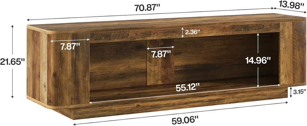 Tribesigns 70.9-Inch TV Stand, Farmhouse Entertainment Center for 65/70/75/80-Inch TVs, Television Console Table with LED Light Strip, Media Console for Living Room, Bedroom, Rustic Brown