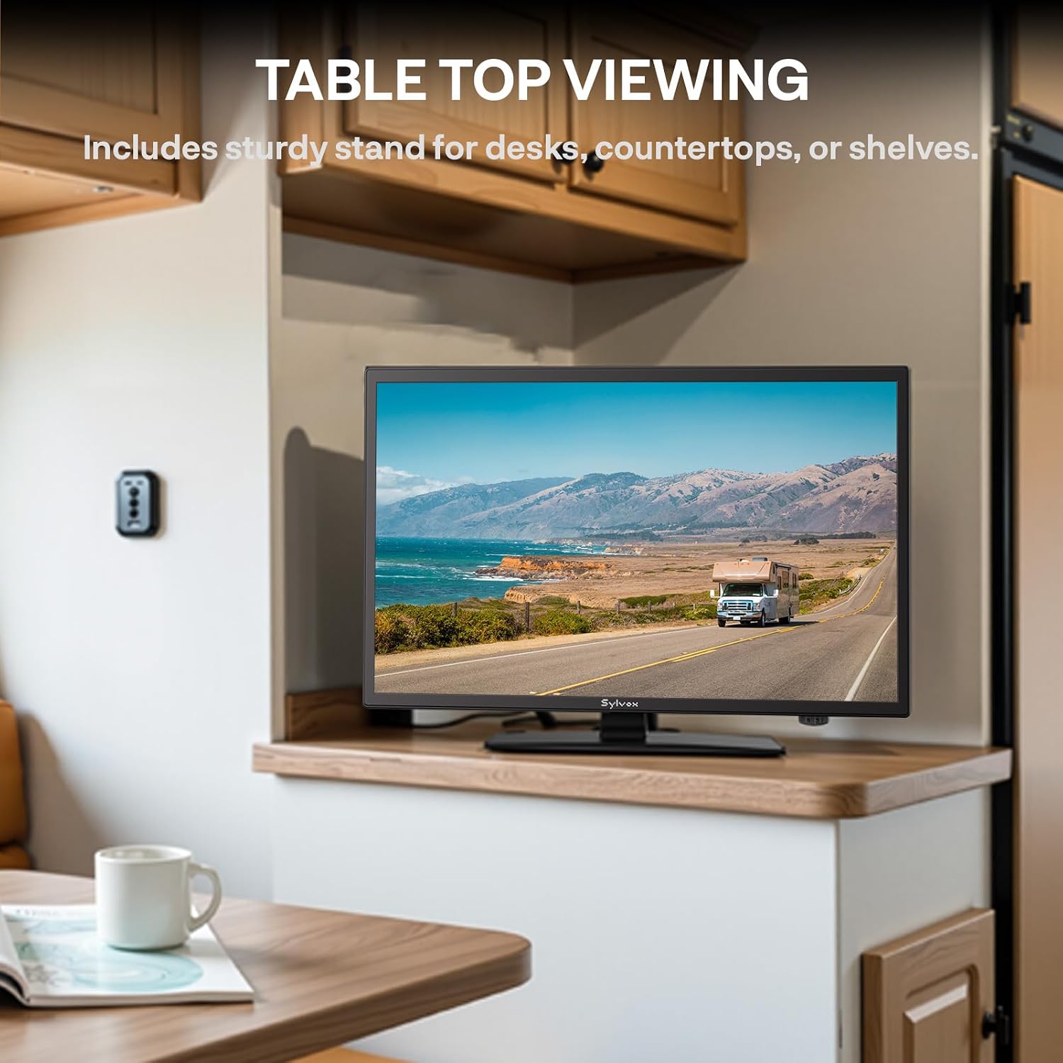 SYLVOX 19'' RV TV, Smart 12V HDTV W/DVD Player, Dual Power Options (12V DC/AC), Google OS & Google Assistant Compatibility, WiFi & Bluetooth, HDMI/USB Ports, Perfect for RVs, Campers, and Kitchens