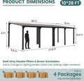 Pamapic 10 * 28FT Wall Mounted Gazebo,Hardtop Lean to Pergola,Outdoor Gazebo,Aluminum Frame Pergola,UV Resistant Polycarbonate Roof,Outdoor Patio Awnings for Deck,Backyard
