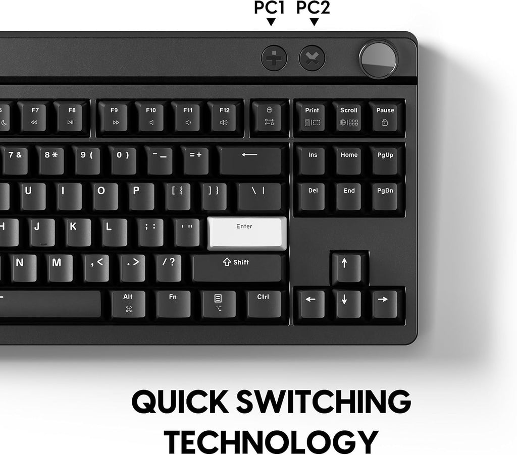 Pulsar XBOARD QS Mechanical Gaming Keyboard – QMK/VIA, Hot Swappable Linear Switch, TKL Layout Gasket Mount, Aluminum Frame, RGB LED Backlit, Knob, Dual PC Quick Switch for Mac/Windows (Black)