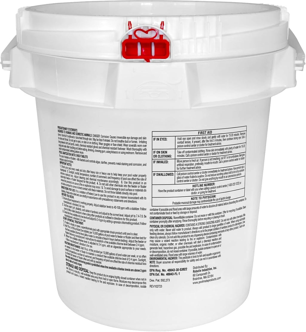 Pool Mate 7-Pounds All-in-1 Swimming Pool 3 Inch Chlorinating Tabs, Chlorine Tablets 3 Inch, Sanitizer, Clarifier, Stain Inhibitor, Algae Control, Descaler, Sunlight Protector All in One, Made in USA