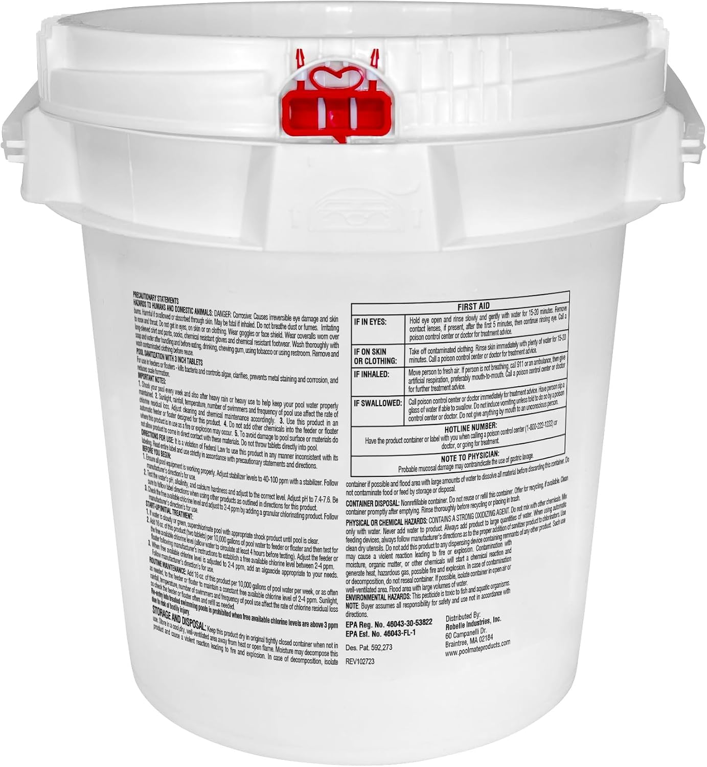 Pool Mate 7-Pounds All-in-1 Swimming Pool 3 Inch Chlorinating Tabs, Chlorine Tablets 3 Inch, Sanitizer, Clarifier, Stain Inhibitor, Algae Control, Descaler, Sunlight Protector All in One, Made in USA