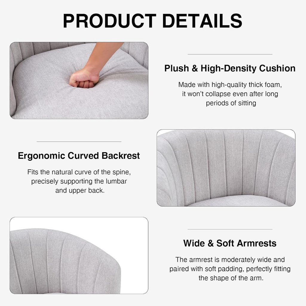 CANMOV Swivel Accent Chair with Armrest, Modern 360 Degree Swivel Barrel Chair with Curve Back and Soft Cushion,Comfy Fabric Round Armchair Single Sofa for Living Room,Bedroom,Waiting Room,Grey