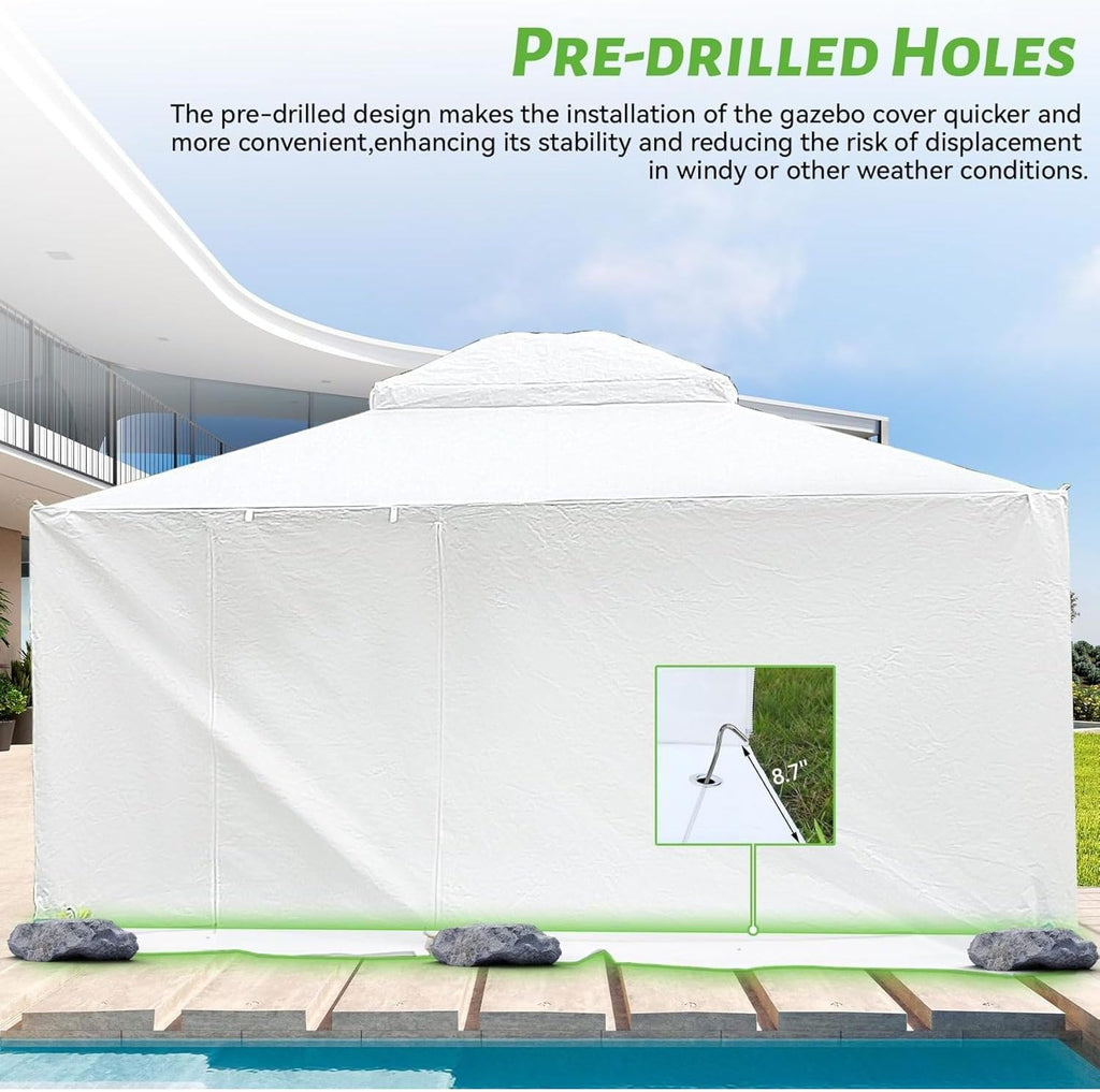 12'x16' Gazebo Cover for Hardtop Gazebos, Outdoor Universal Winter Gazebo Cover with Sidewalls and Mesh Windows, All Season Enclosed Gazebo Cover, White