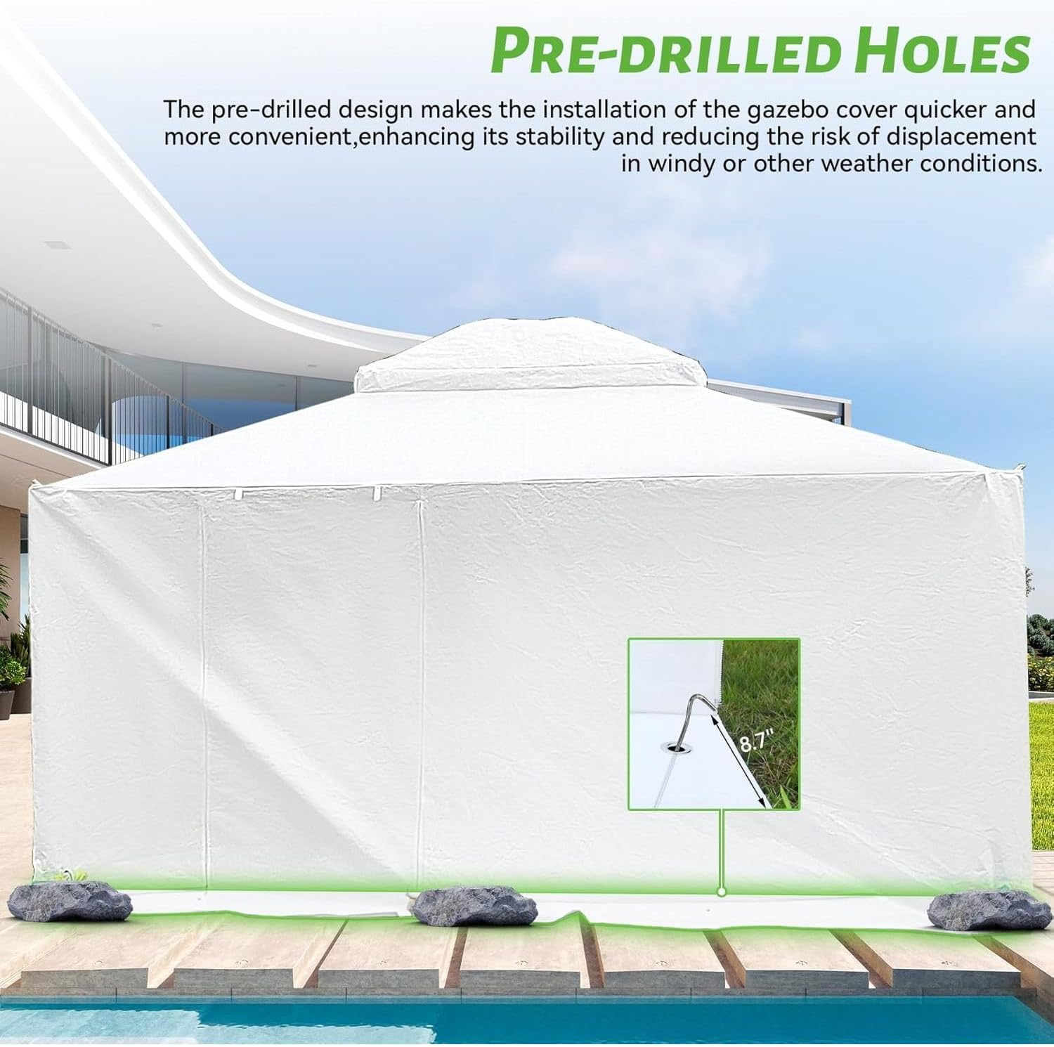 12'x16' Gazebo Cover for Hardtop Gazebos, Outdoor Universal Winter Gazebo Cover with Sidewalls and Mesh Windows, All Season Enclosed Gazebo Cover, White