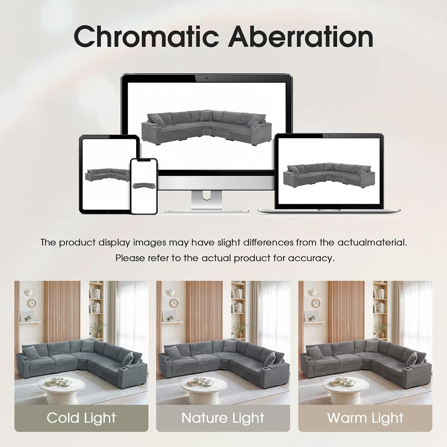 106'' Modular Sectional Sofa Couch, 5-Seater Oversized L-Shaped Corner Couch Set with USB Charger, Armrest Storage and Cup Holders, Corduroy Sectional Couches for Living Room (Gray)