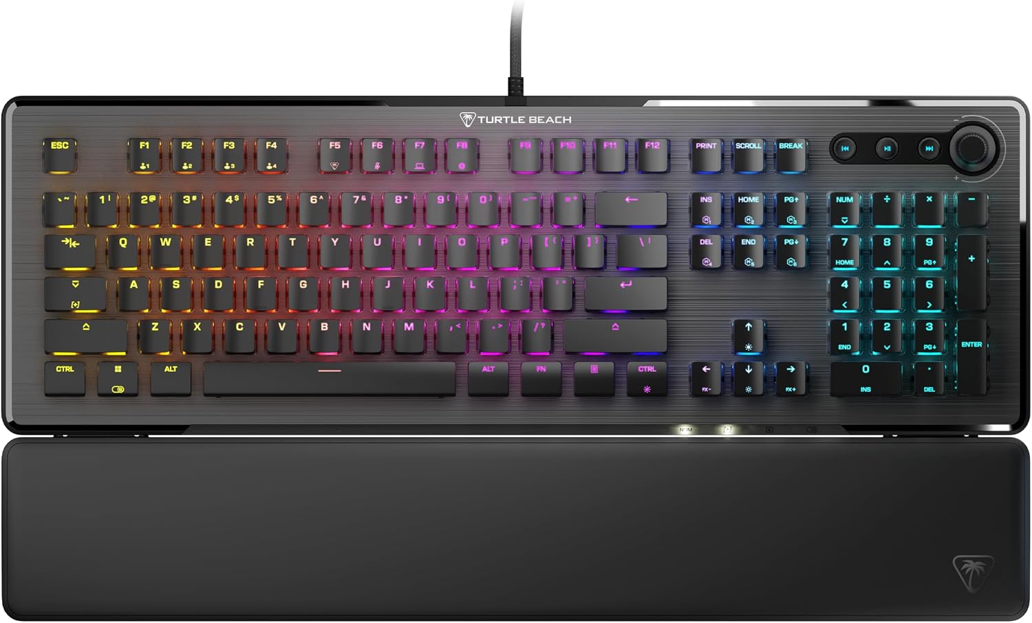 Turtle Beach Vulcan II – Full-Size PC Gaming Keyboard, Titan II Mechanical Switches, Customizable RGB Illuminated Keys, Detachable Palm Rest, Media Controls, Aluminum Top Plate, Numpad – Black