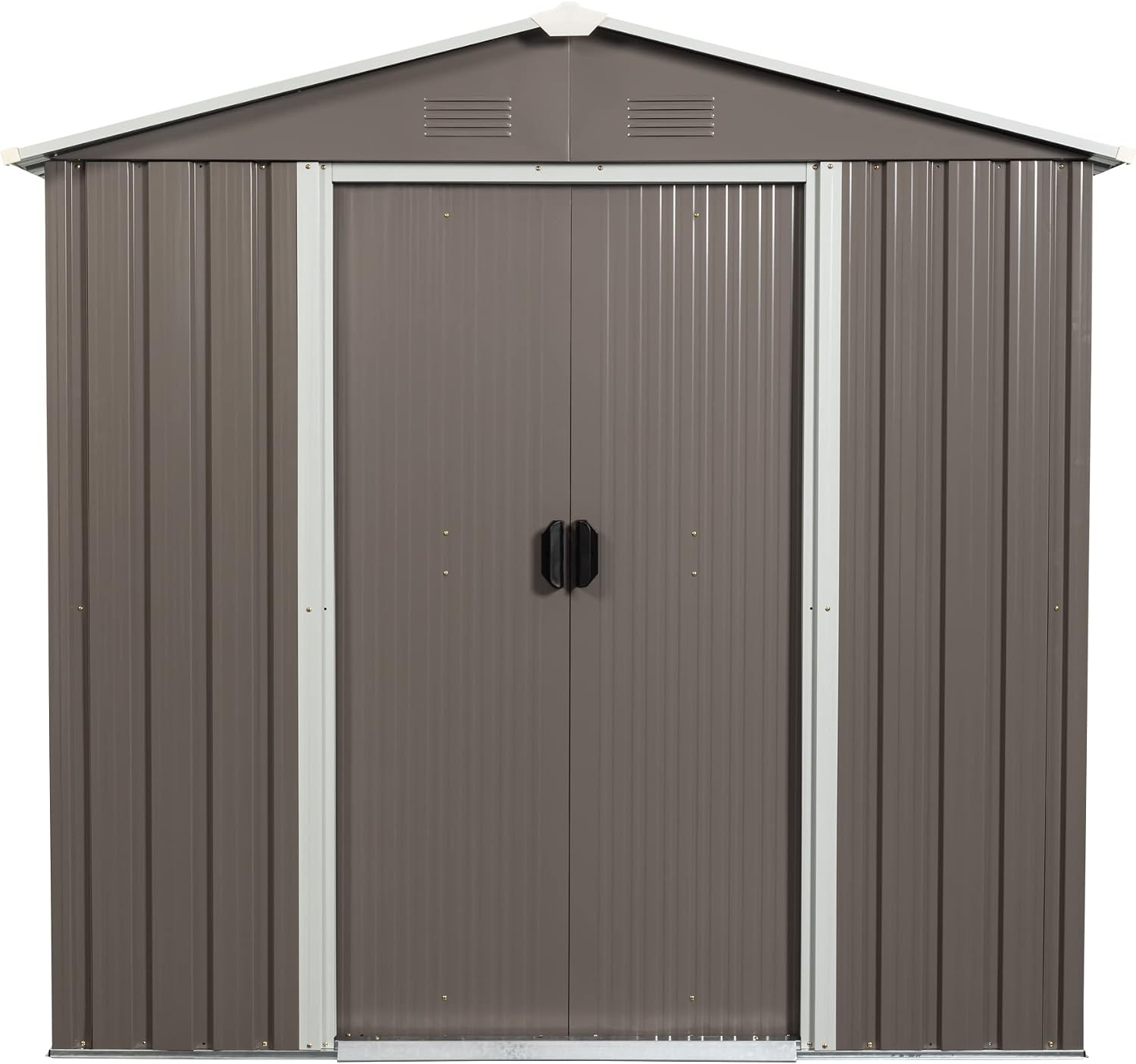 6X5 ft Outdoor Metal Storage Shed with Floor Floor, Lockable Galvanized Steel Tool Shed with Sliding Door and Air Vent, Waterproof Garden Storage House for Backyard, Patio