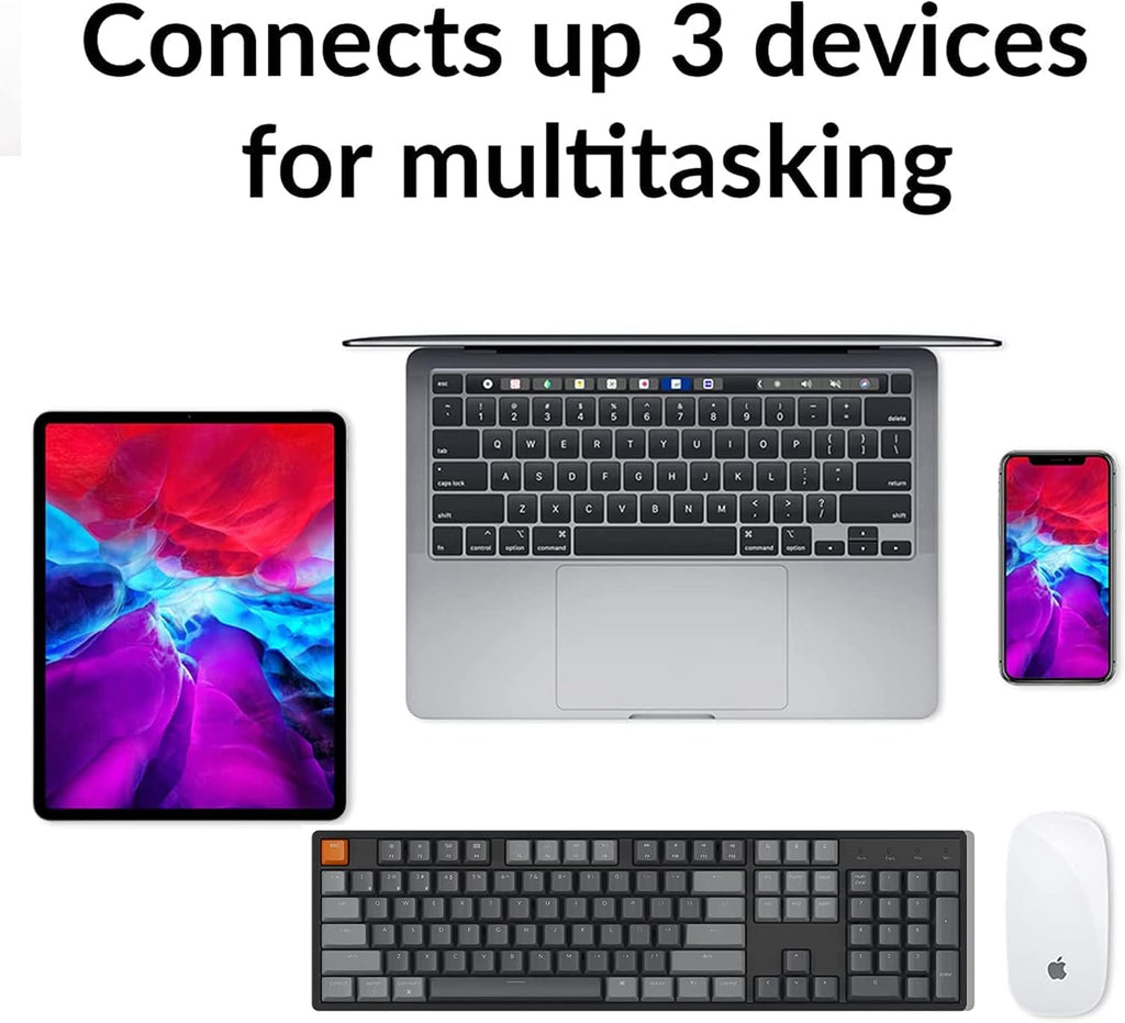 Keychron K10 Full Size Layout 104-Key Wireless Mechanical Keyboard, Hot-Swappable RGB Backlight with Gateron G Pro Brown Switch Aluminum Bluetooth/Wired Gaming Keyboard for Mac Windows