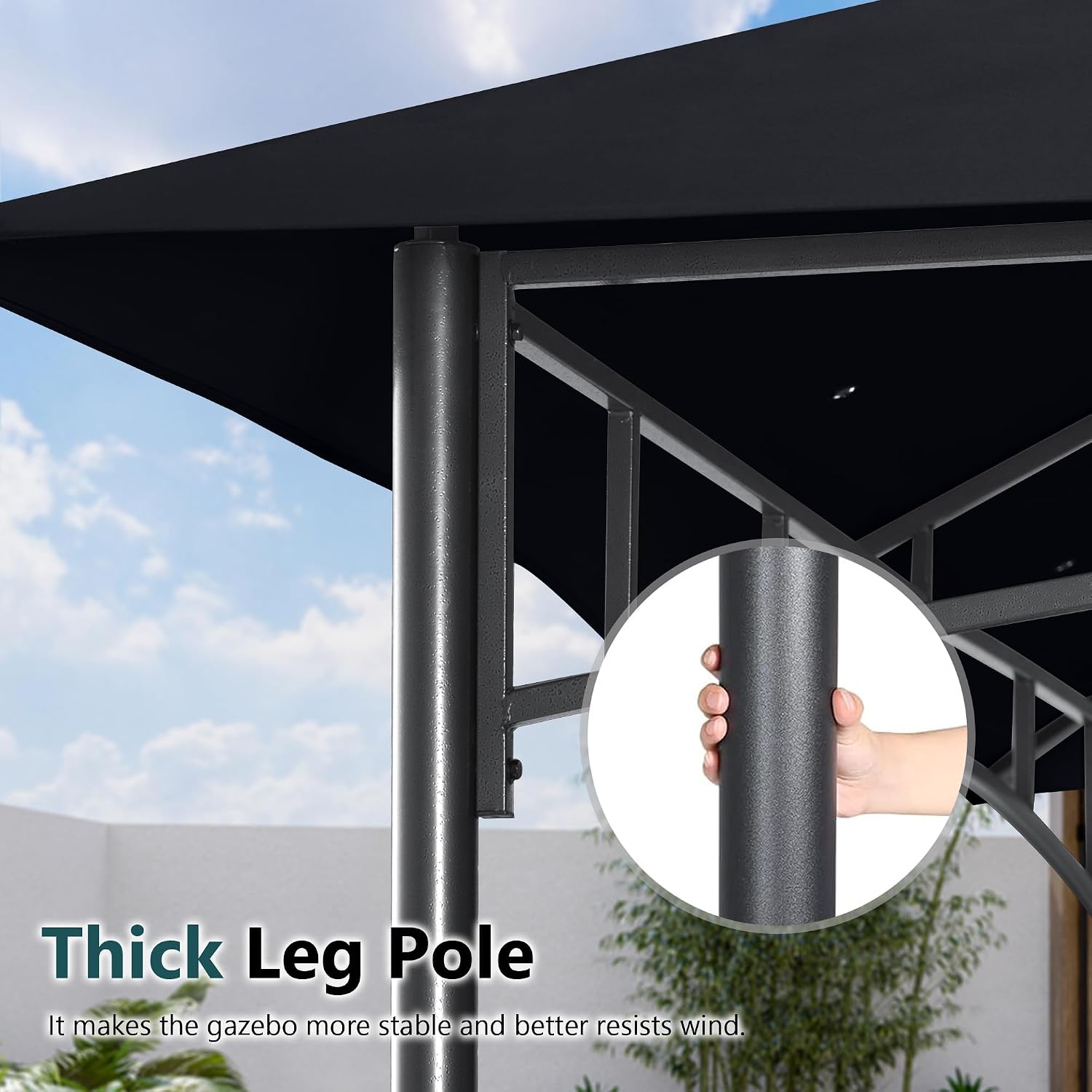 MASTERCANOPY Outdoor Garden Gazebo for Patios with Stable Steel Frame and Netting Walls (11x11,Black)