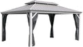 Sojag Outdoor 12' x 14' Monaco Hardtop Double Roof Gazebo Outdoor Sun Shelter, Champagne