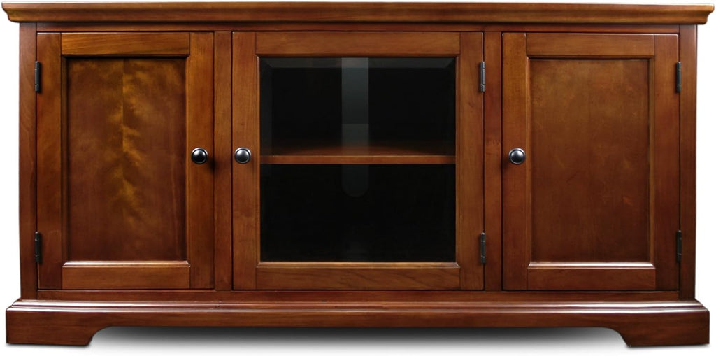 Leick Home 87350 Three Door TV Stand with Cabinet Storage for 55' TV's, Westwood Brown Cherry