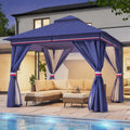LAUSAINT HOME 10'x10' Outdoor Patio Gazebo, Heavy Duty Party Tent & Shelter with Double Roofs, Mosquito Nettings and Privacy Screens for Backyard, Garden, Deck (Klein Blue)