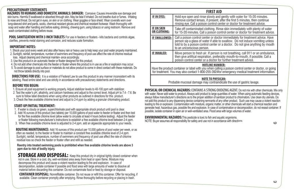 Pool Mate All-in-1 Swimming Pool Chlorine Tabs, 10-Pounds and HTH 52037 Swimming Pool Care Shock Advanced, Swimming Pool Chemical, Cal Hypo Formula, 12 Count(Pack of 1)