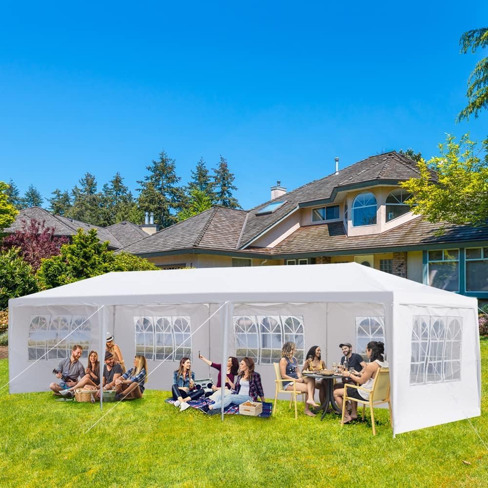 Outdoor Gazebo Canopy Wedding Party Tent Camping Shelter Commercial Instant Shelter Waterproof Tent with Removable Side Walls (10'x30' Five Sides)