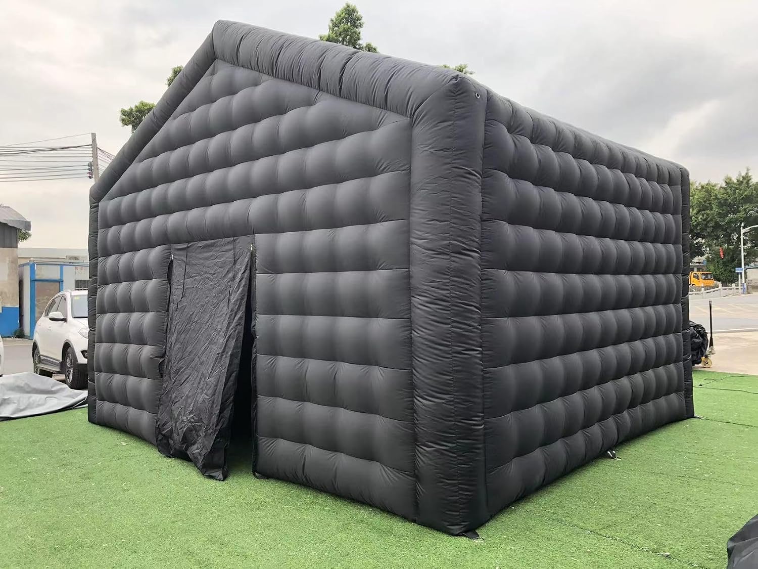 Large Black Inflatable Cube Disco Tent Square Gazebo Event Room Big Mobile Portable Night Club Party Pavilion for Backyard/Outdoor Events(20ftx16.5ft)