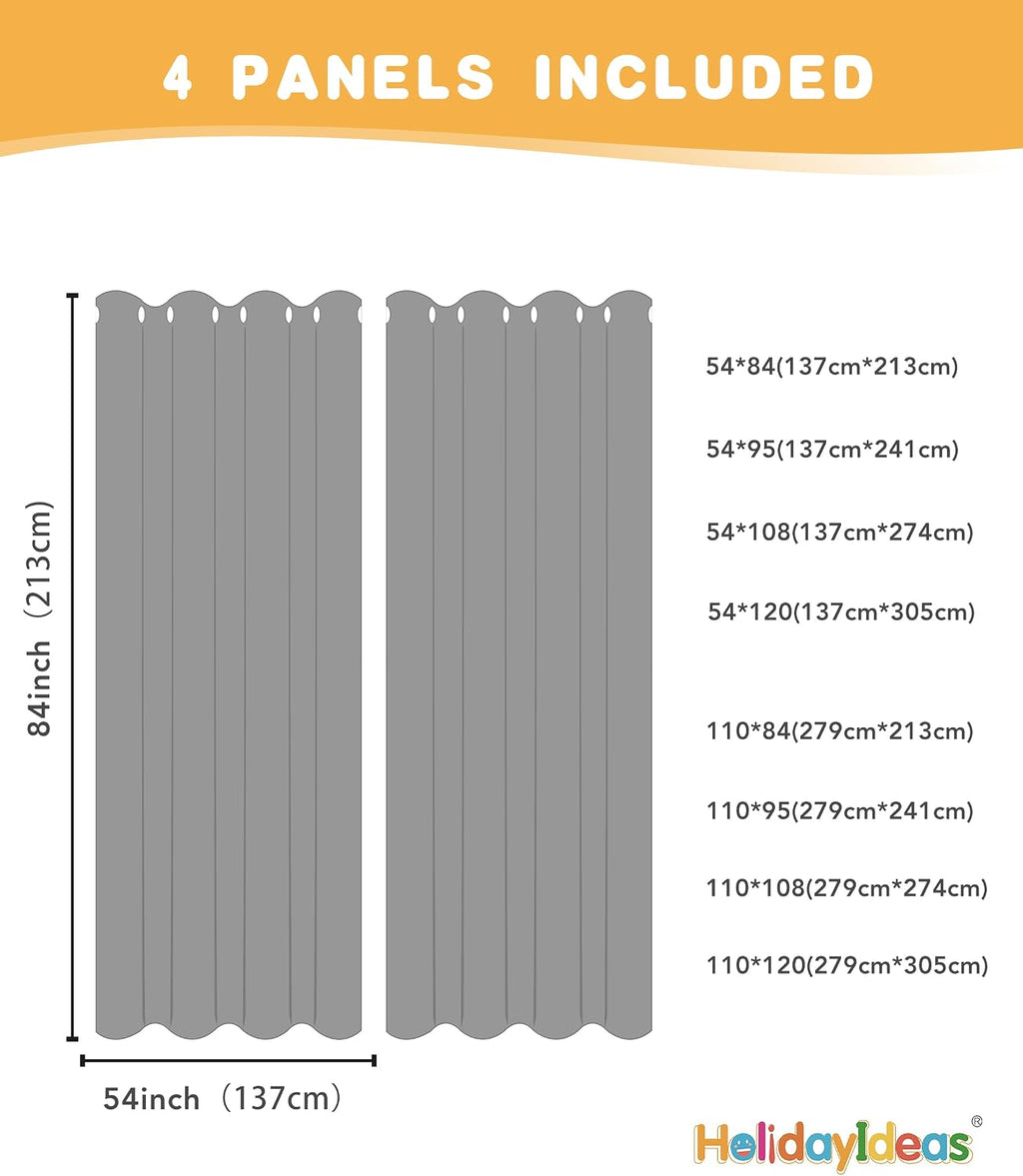 HolidayIdeas Outdoor Curtains for Patio Waterproof, 4 Panels - 84 x 84 Inch - Privacy Protection & Light Filtering Curtains Grommet Outside Curtains for Porch, Gazebo, Pergola, Backyard (Cream)