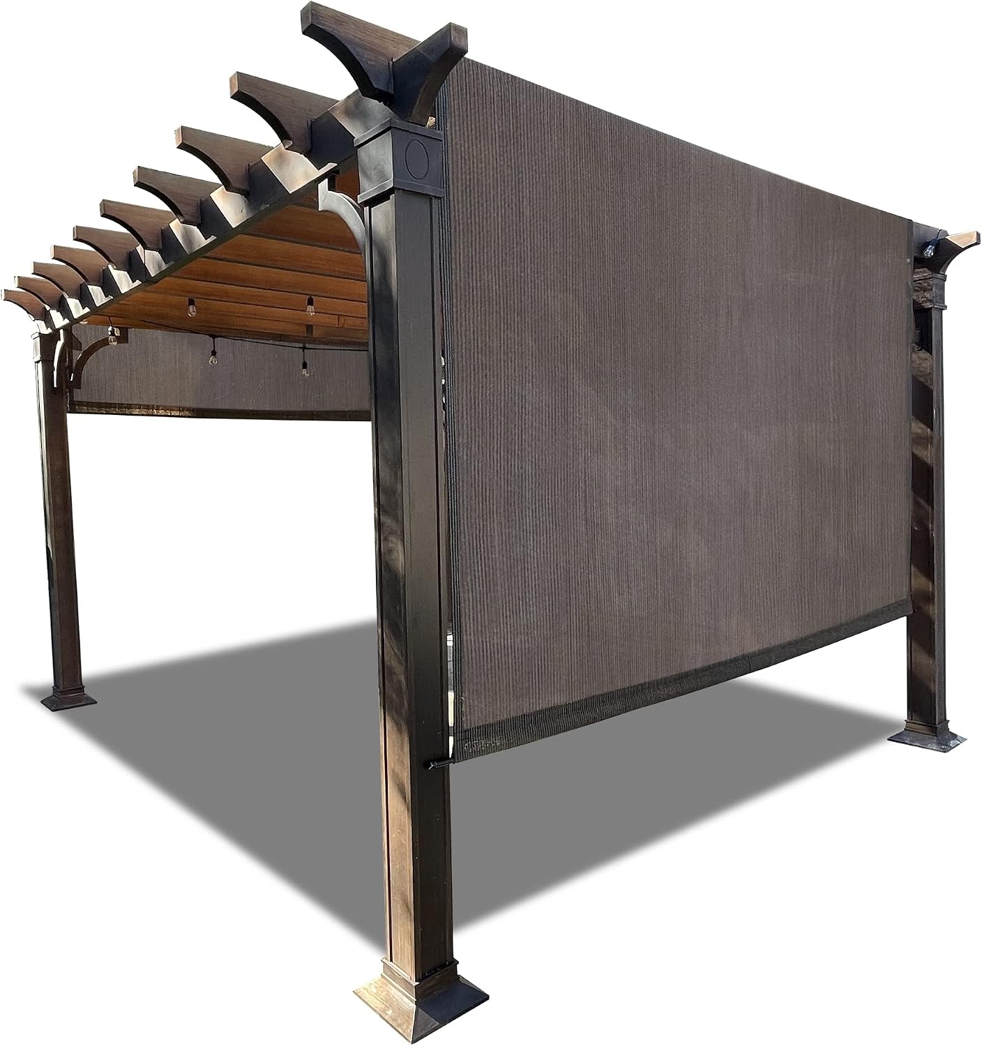 Alion Home Universal Breathable Pergola Shade Cover – Pergola Replacement Canopy – Outdoor Adjustable Shade Cover with Heavy Duty Weighted Metal Rods (12' x 9', Mocha Brown)