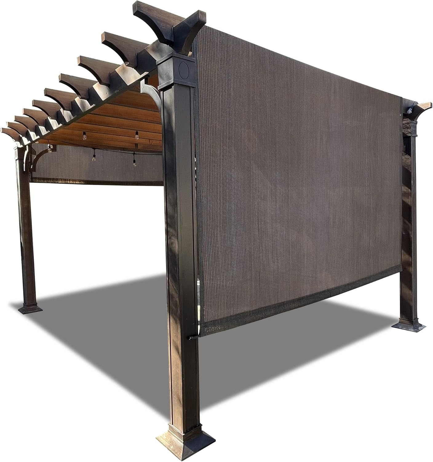 Alion Home Universal Breathable Pergola Shade Cover – Pergola Replacement Canopy – Outdoor Adjustable Shade Cover with Heavy Duty Weighted Metal Rods (12' x 8', Mocha Brown)