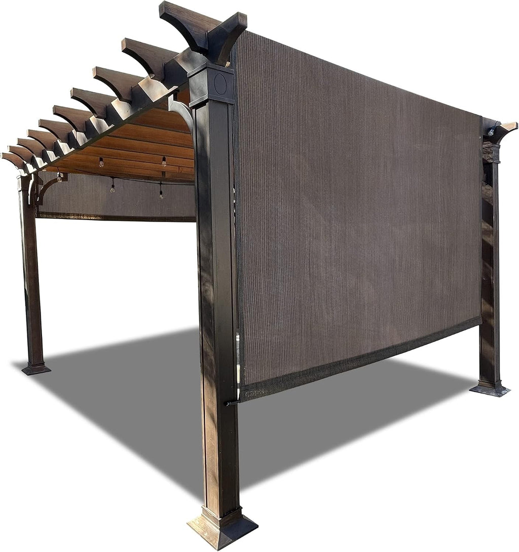 Alion Home Universal Breathable Pergola Shade Cover – Pergola Replacement Canopy – Outdoor Adjustable Shade Cover with Heavy Duty Weighted Metal Rods (12' x 10', Mocha Brown)