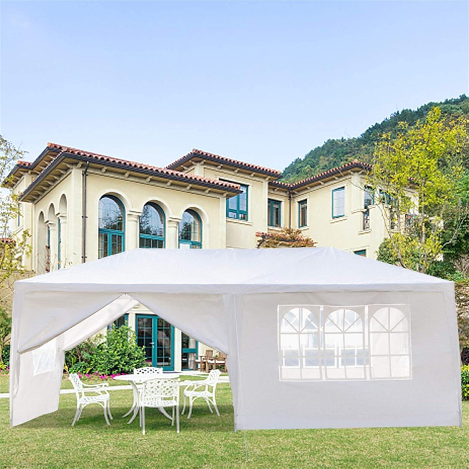 Outdoor Gazebo Canopy Wedding Party Tent Camping Shelter Commercial Instant Shelter Waterproof Tent with Removable Side Walls (Upgrade 10'x20' Six Sides Two Doors)