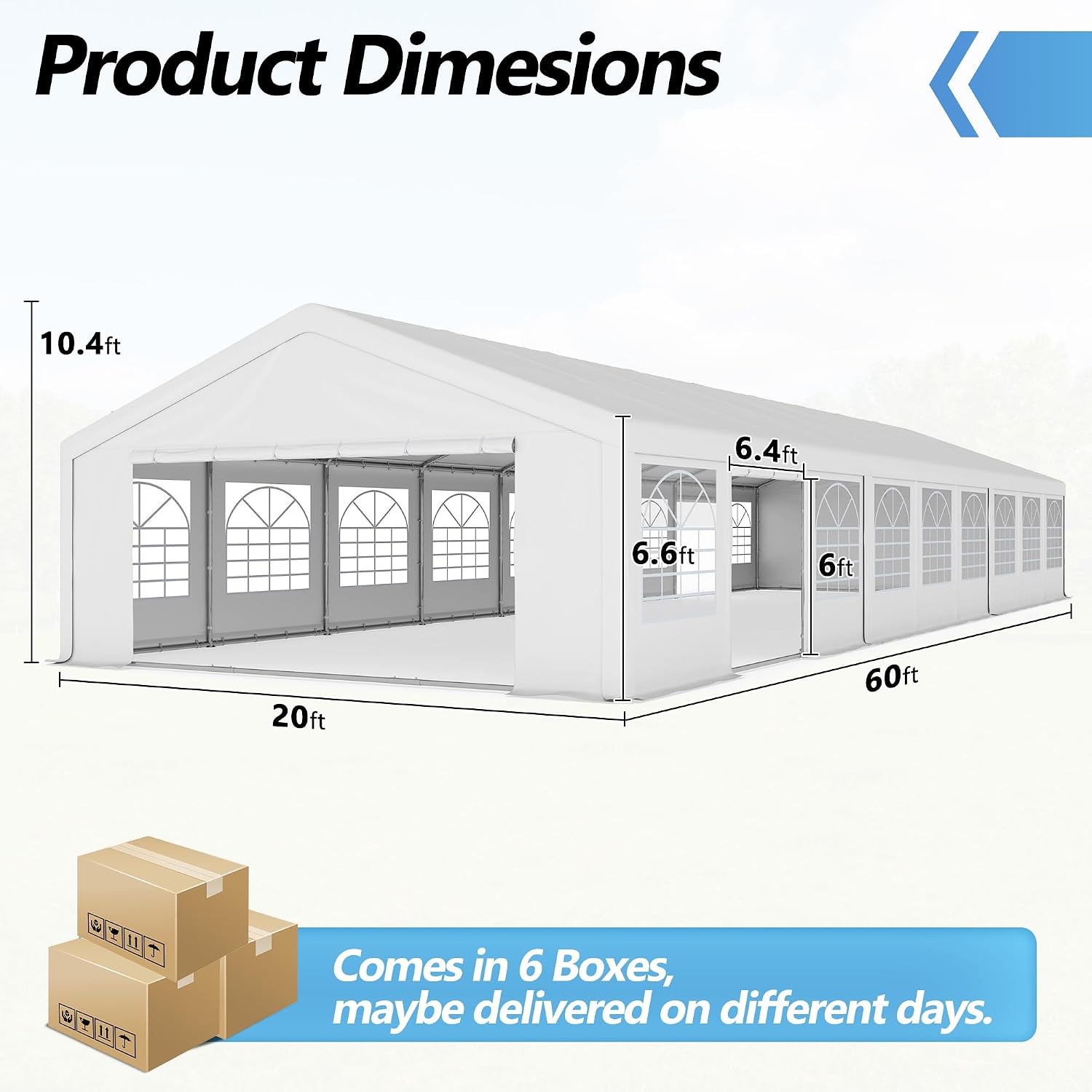 20'x60' Party Tent Heavy Duty, Large Wedding Event Tent with Removable Sidewalls & 4 Sand Bags, Event Canopy Shelter for Parties Outside UV50+ Waterproof, Carpas para Fiestas (20x60 FT)