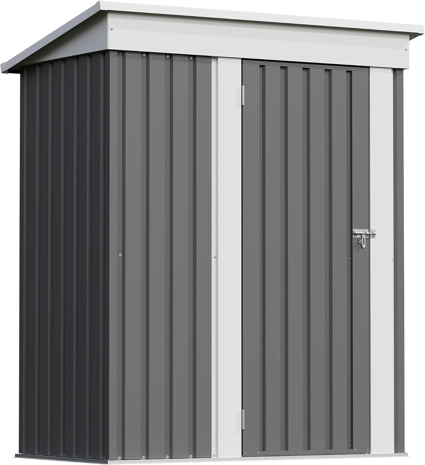 Patiowell 5x3 FT Outdoor Storage Shed, Garden Tool Shed with Sloping Roof and Lockable Door, Metal Shed for Backyard Garden Patio Lawn, Gray