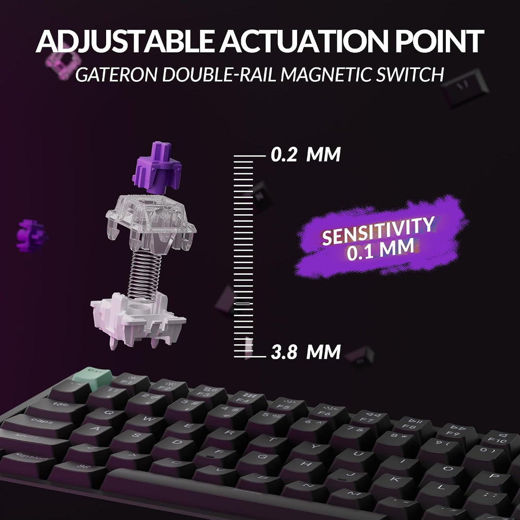 Keychron K2 HE Rapid Trigger Wireless Custom Keyboard with Hall Effect Gateron Double-Rail Magnetic Switch, QMK 2.4 GHz Bluetooth 5.2 RGB Compatible with Mac Windows Linux - Aluminum