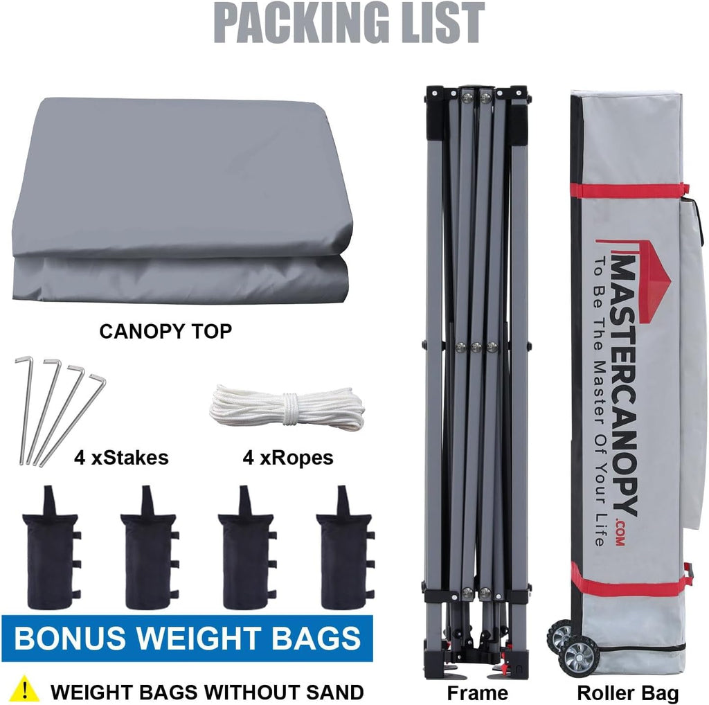 MASTERCANOPY Heavy Duty Pop-up Canopy Tent with Sidewalls (10x10,Gray)