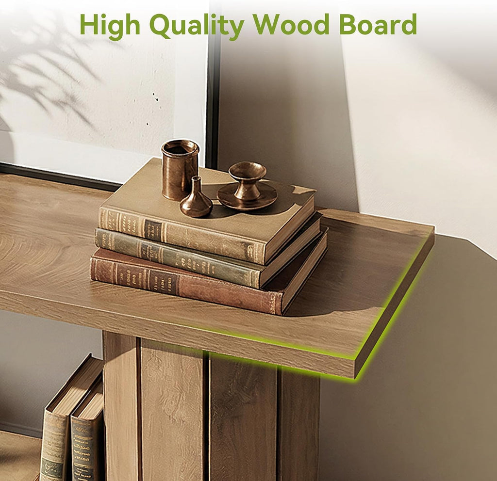 LITTLE TREE Wooden TV Stand for 60/65/70 Inch TVs, Entertainment Center with Open Storage Shelves, Farmhouse TV Console Media Television Stands for Living Room, Bedroom, Natural Wood Color