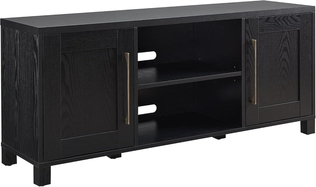 Henn&Hart Rectangular TV Stand for TV's up to 65' in Black Grain, TV Stands for the Living Room