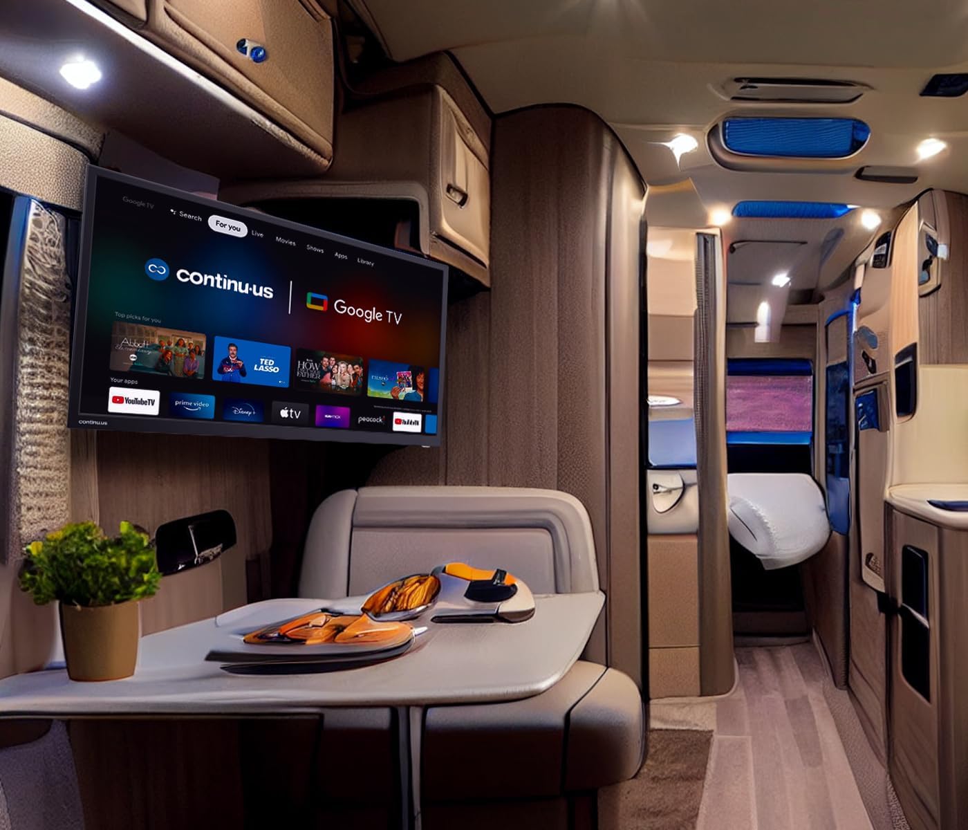 continuus 24' 12V RV Smart TV – Android TV with Google Assistant, Chromecast, and Free Streaming Apps – 720p HD – CT-24TS10