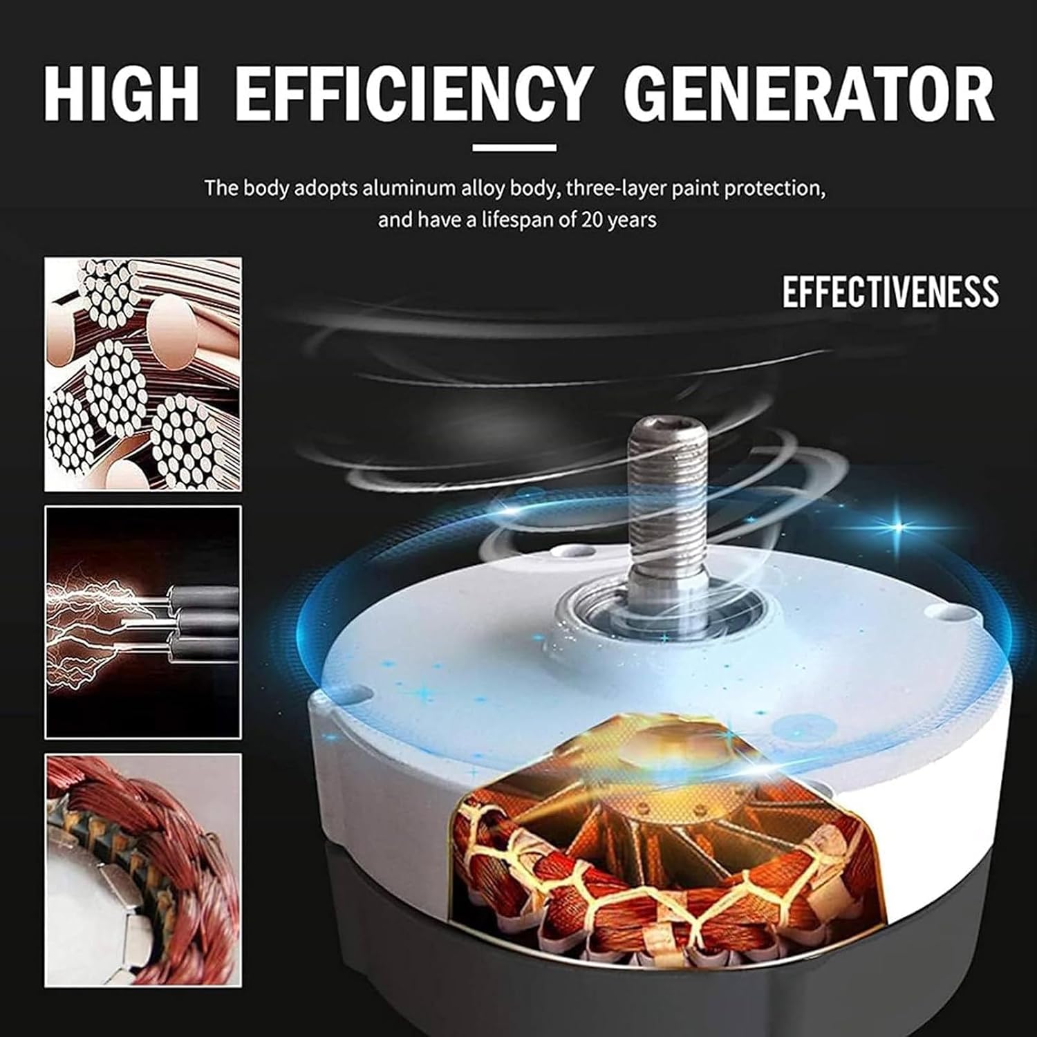 3000W/5000W Wind Turbine Generator,12V 24V 48V with 3 Blades Wind Vertical Turbine Generator Permanent Magnet Generator Wind Turbine Kit for Hybrid Wind Solar,5000W-12V