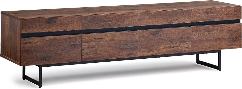 WAMPAT Modern TV Stand for up to 75 inch TV, Wood Entertainment Center TV Console Table with Storage Cabinets Media Console for Living Room, Brown