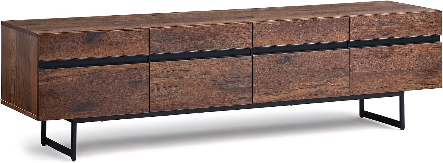 WAMPAT Modern TV Stand for up to 75 inch TV, Wood Entertainment Center TV Console Table with Storage Cabinets Media Console for Living Room, Brown