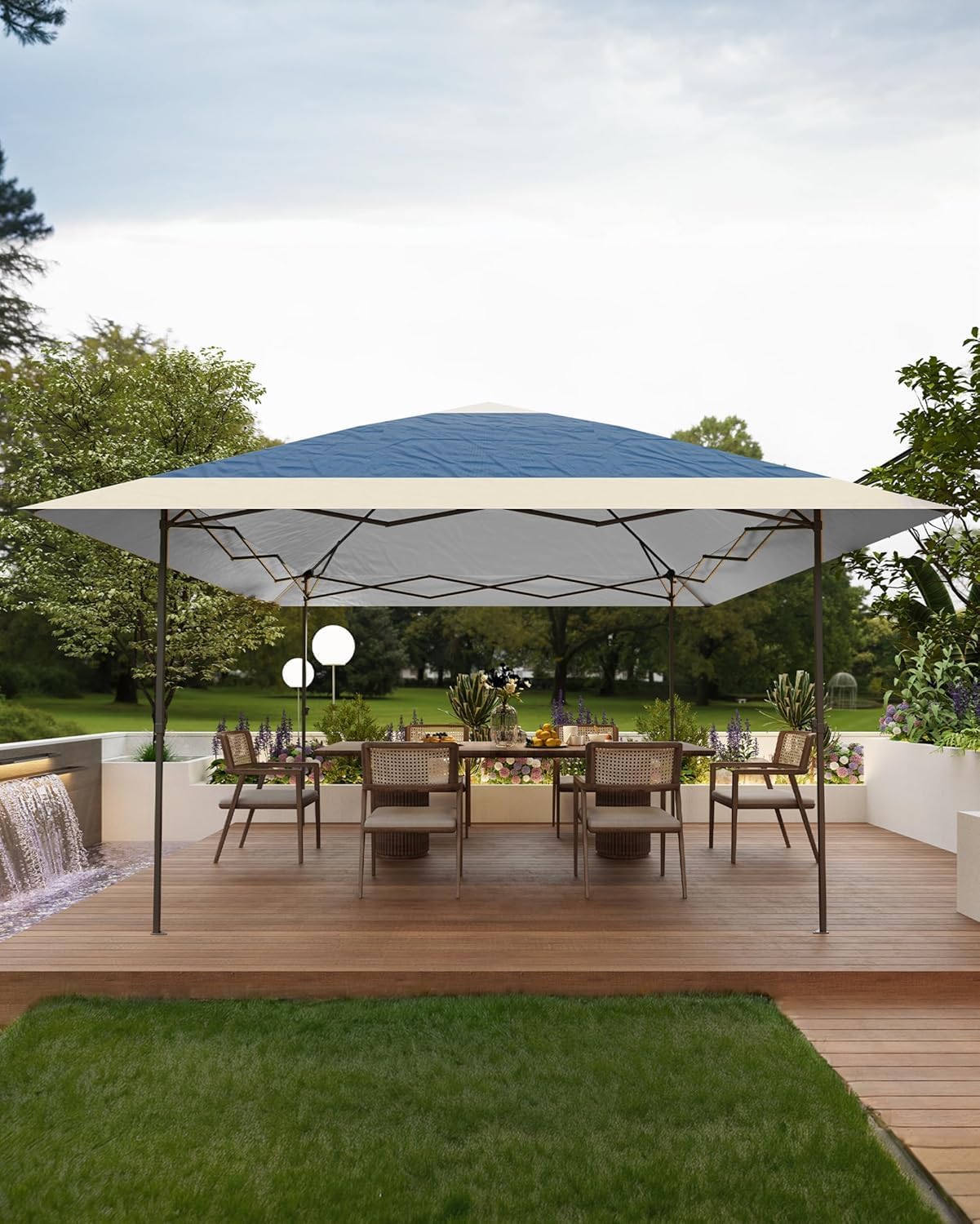 Garvee 13x13 ft Pop Up Gazebo, Canopy Tent on Clearance, Outdoor Patio Gazebos, Tent for Party, Wedding, Outdoor Dining, Backyard(Navy Blue+Hemp Grey)
