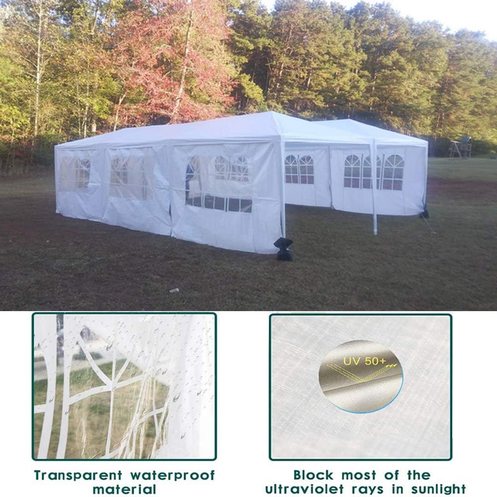 Outdoor Wedding Party Tent,10x30 FT White Gazebo Canopy Tent,Camping Shelter Heavy Duty Grill Gazebo Pavilion,Large Commercial BBQ Patio Tent
