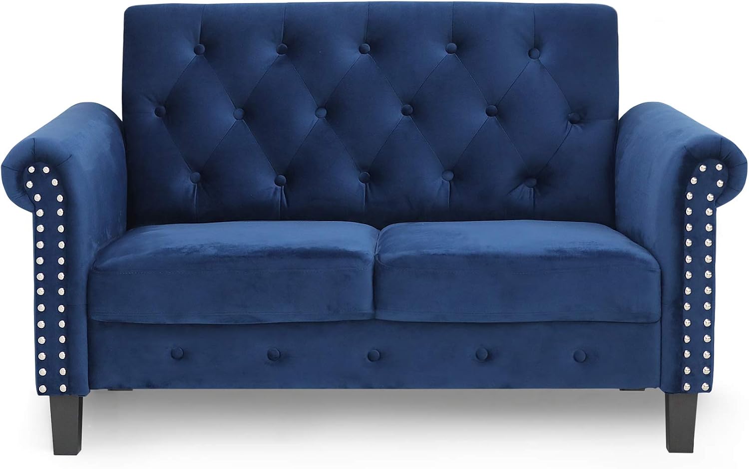 Furinno Bastia Vintage Modern Chesterfield Button Tufted Loveseat/Sofa Couch for Living Room, Navy Velvet