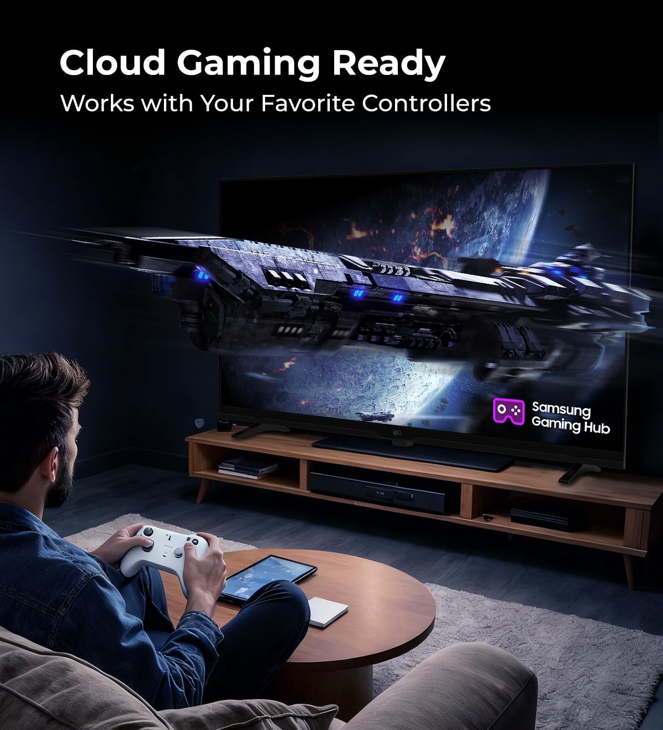 FPD 40 Inch Smart TV Tizen OS, 1080p Full HD Compatible with Samsung TV Plus, Dolby Audio, HDR 10, Gaming Hub, SmartThings, Built-in Miracast, Voice Control Flat Screen Television (AT40-P1)