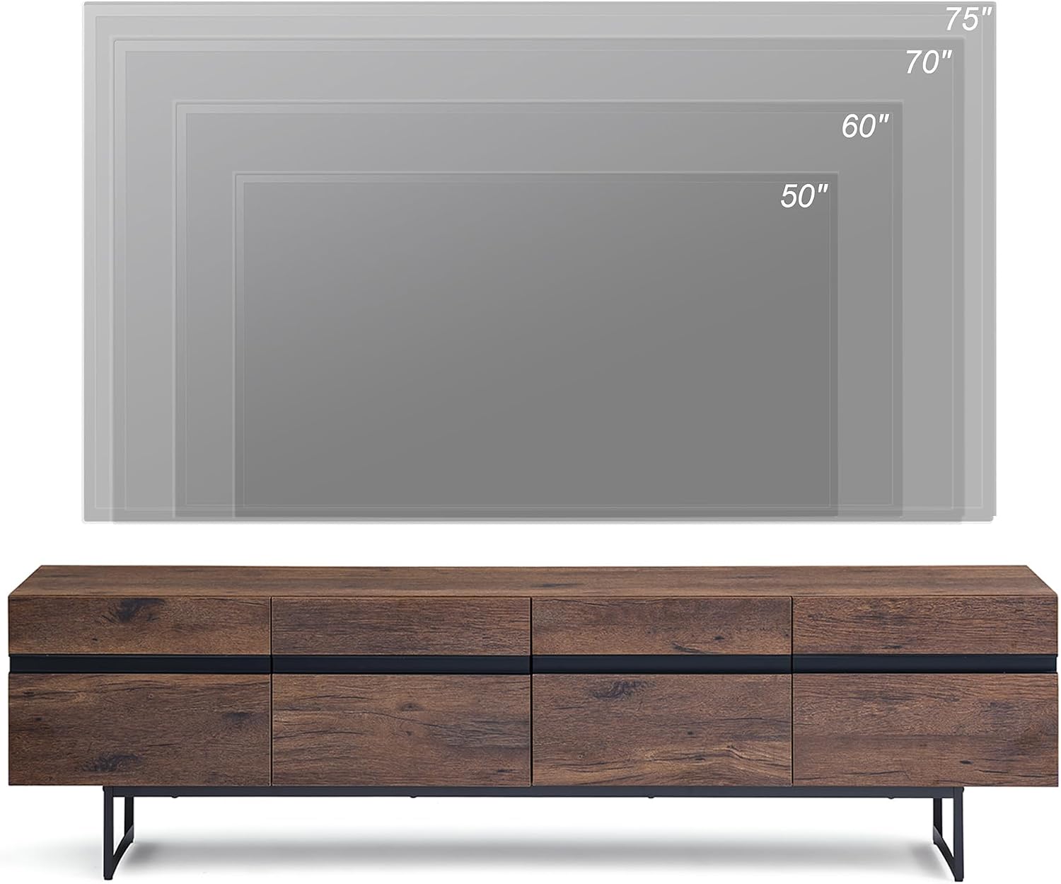 WAMPAT Modern TV Stand for up to 75 inch TV, Wood Entertainment Center TV Console Table with Storage Cabinets Media Console for Living Room, Brown