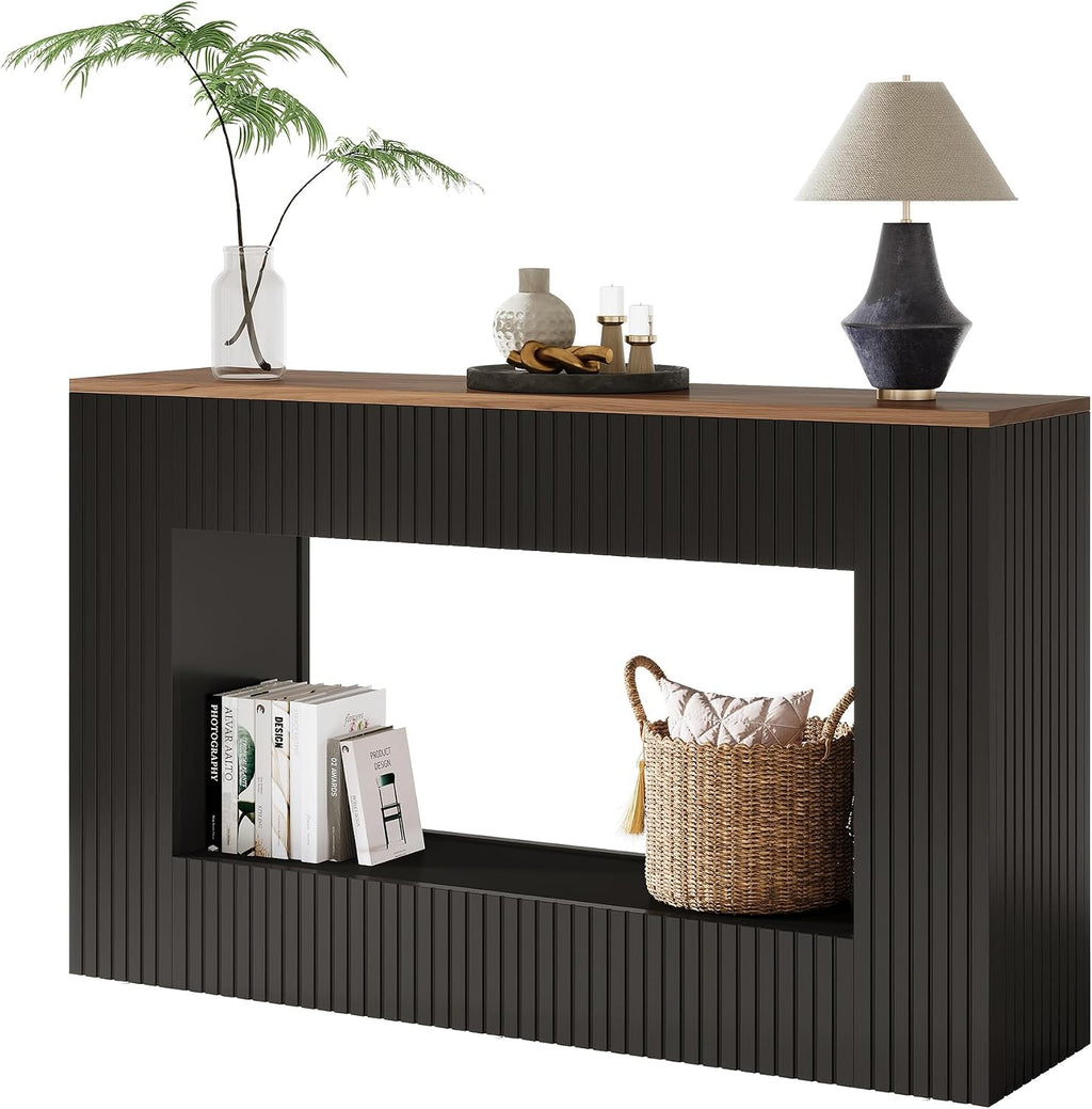 Tribesigns Modern Console Table, 55-Inch Wood Entryway Table with Storage, Narrow Long Sofa Table Behind Couch Table for Living Room, Foyer, Hallway, Black