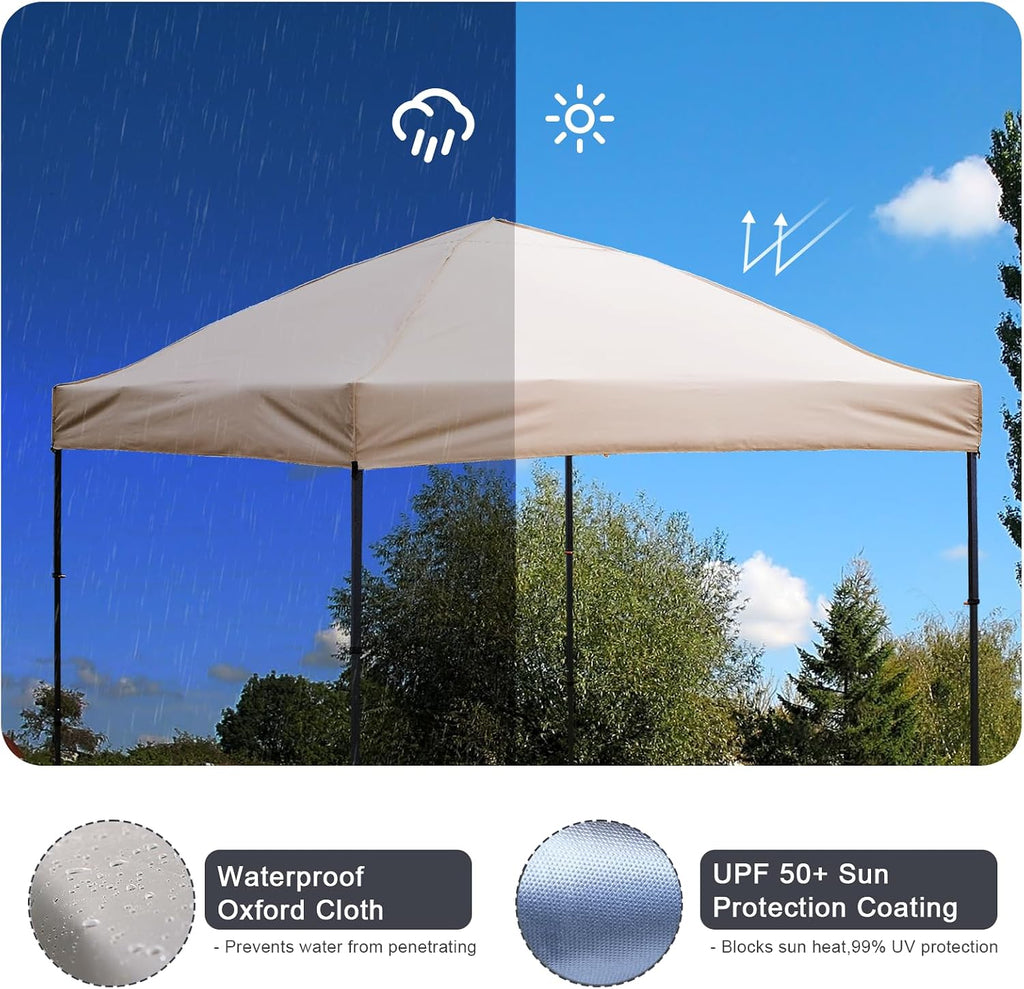10x10 Pop Up Canopy Tent with 2 Sidewalls, Easy Up Canopy Outdoor Party Sun Shade Tent Portable Gazebo for Beach Camping Events with Carry Bag and 4 Sand Bags