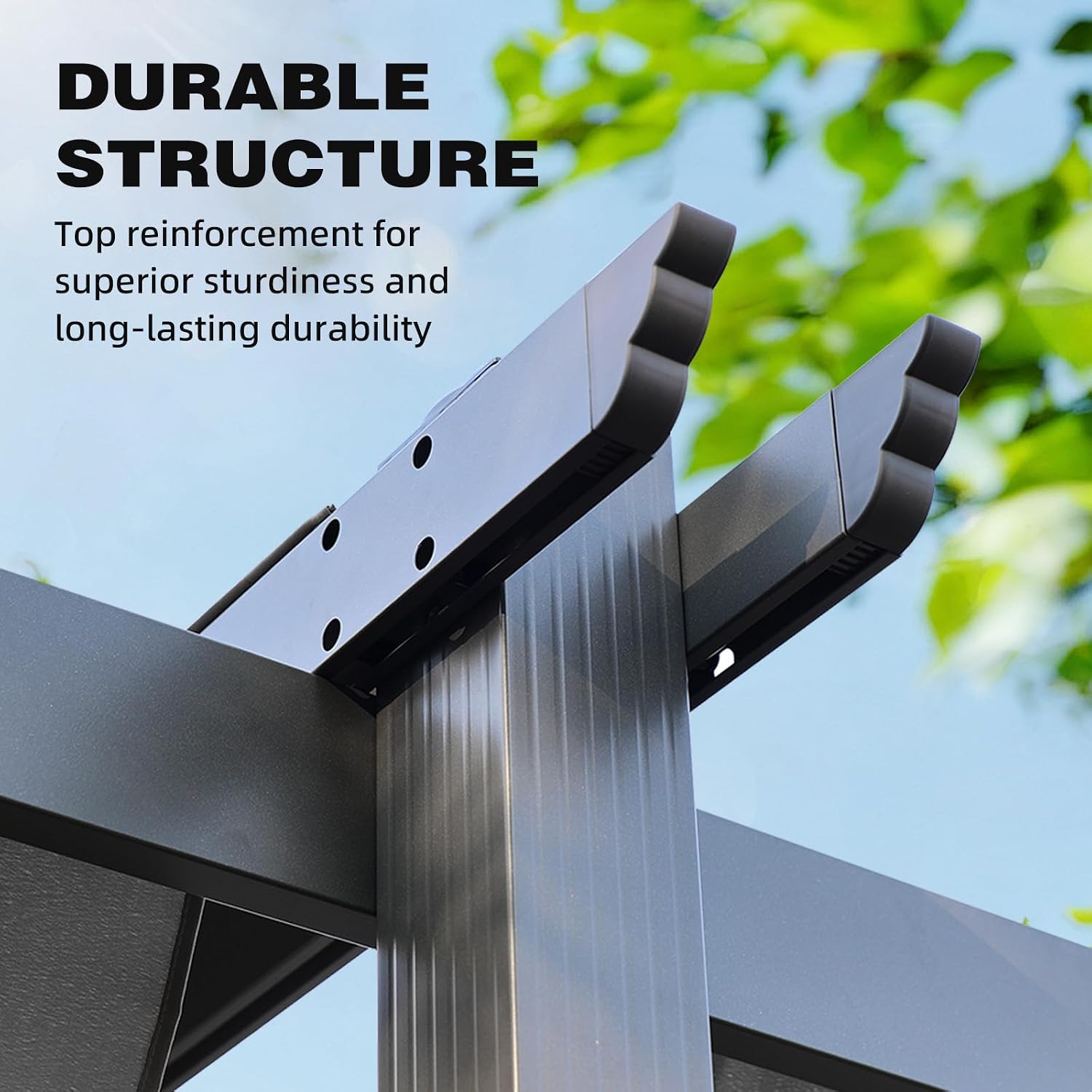 BPS 12x14 FT Outdoor Pergola - Retractable Shade Canopy with Aluminum Frame & Roller Shade Curtains for Patio, Backyard, or Deck, Gray