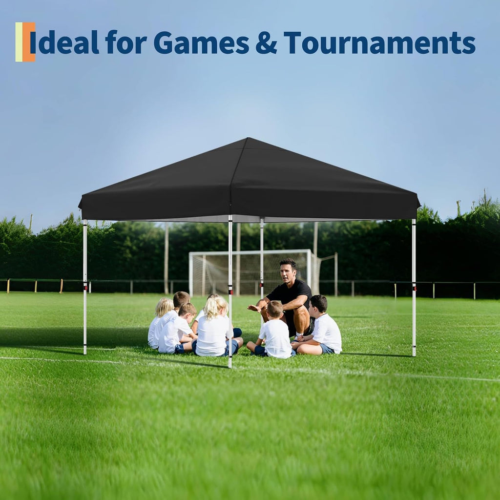10'X10' Pop Up Canopy Tent with 4 Sidewalls, Beach Tent with One Push Setup, Outdoor Sun Shade for Parties, Camping, UPF 50+ All Weather Waterproof, with Weight Bags & Wheeled Carry Bag