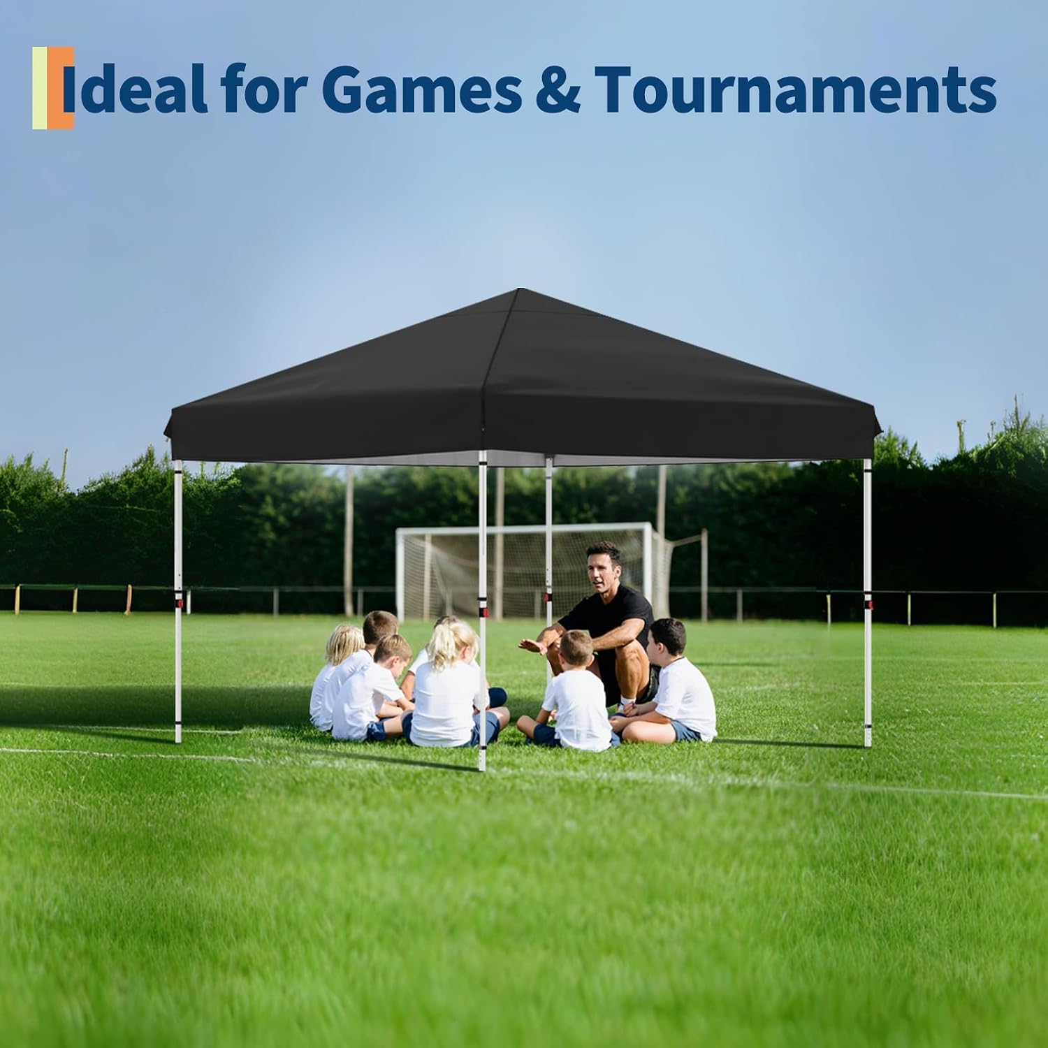 10'X10' Pop Up Canopy Tent with 4 Sidewalls, Beach Tent with One Push Setup, Outdoor Sun Shade for Parties, Camping, UPF 50+ All Weather Waterproof, with Weight Bags & Wheeled Carry Bag