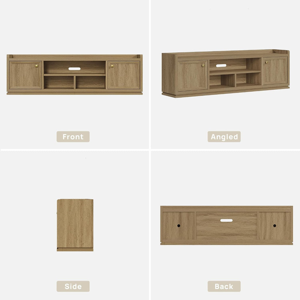 SICOTAS TV Stand Entertainment Center - 67' TV Console for Living Room Modern TV Stand for Bedroom, Media Console with Shelf and Cabinet, Entertainment Stand for TVs up to 65 75 Inch(Brown Oak)