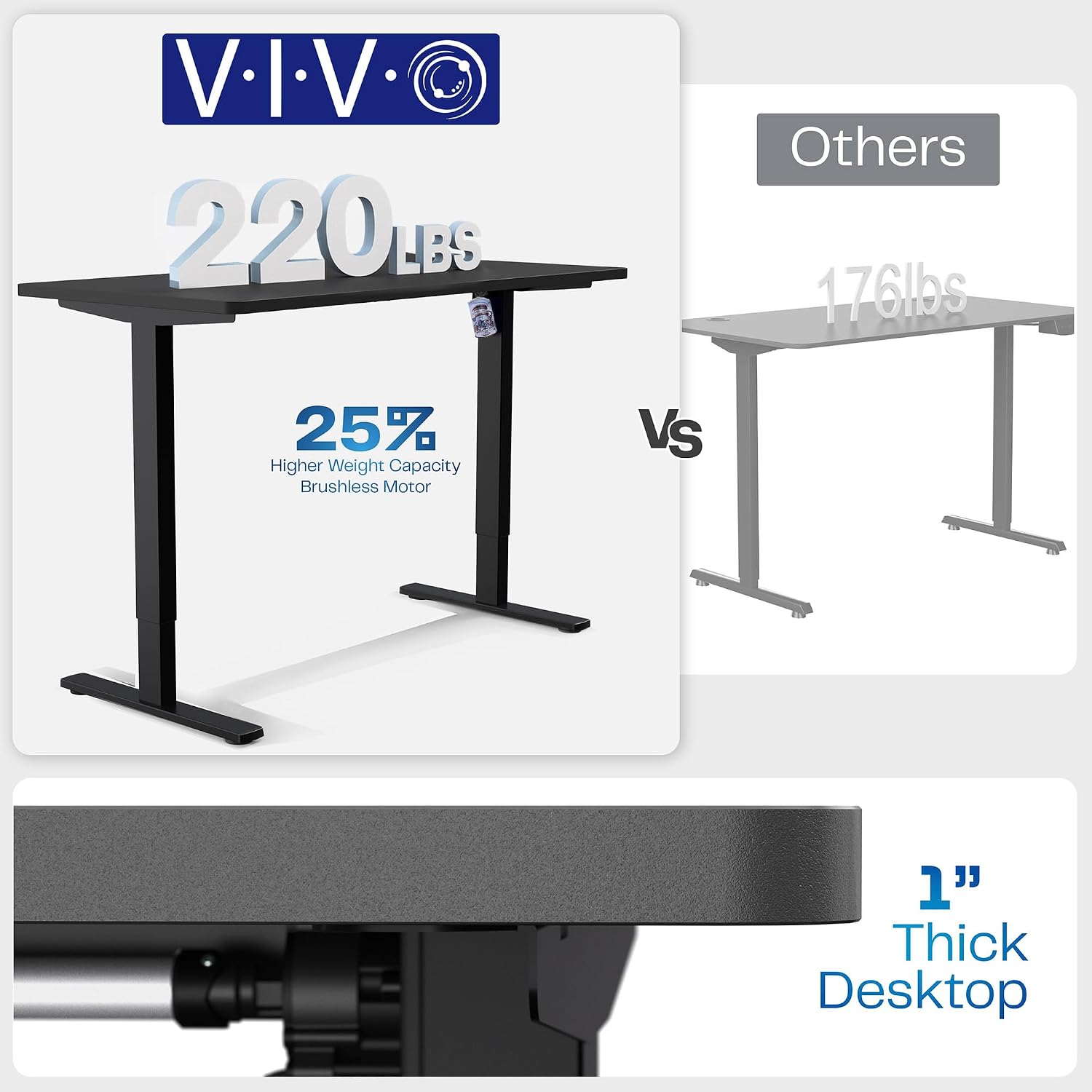 VIVO Electric 60 x 30 in Standing Desk with Full-Size RGB Mouse Pad, Memory Height Adjustment, 1B Series, Holds 220 lbs, Black Top Black Frame, DESK-KIT-1B6BP-30