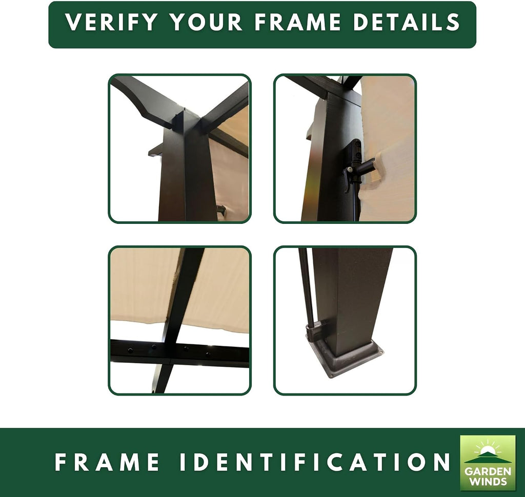 Garden Winds Reinforced Replacement Canopy Top Cover Compatible with The GFM00471A Arched 10' x 10' Pergola with Sliding Canopy - Classic Sand, Riplock 350
